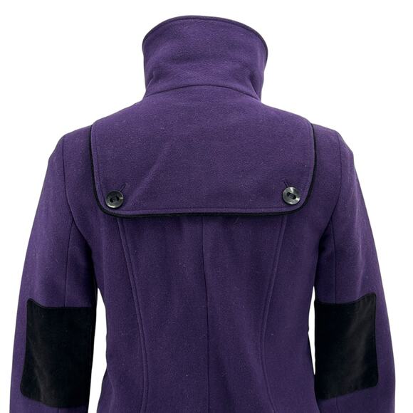 Sofia & Kyo Women's Wool Jacket SZ S Peacoat Purple Button Up Funnel Neck Short - Picture 6 of 12